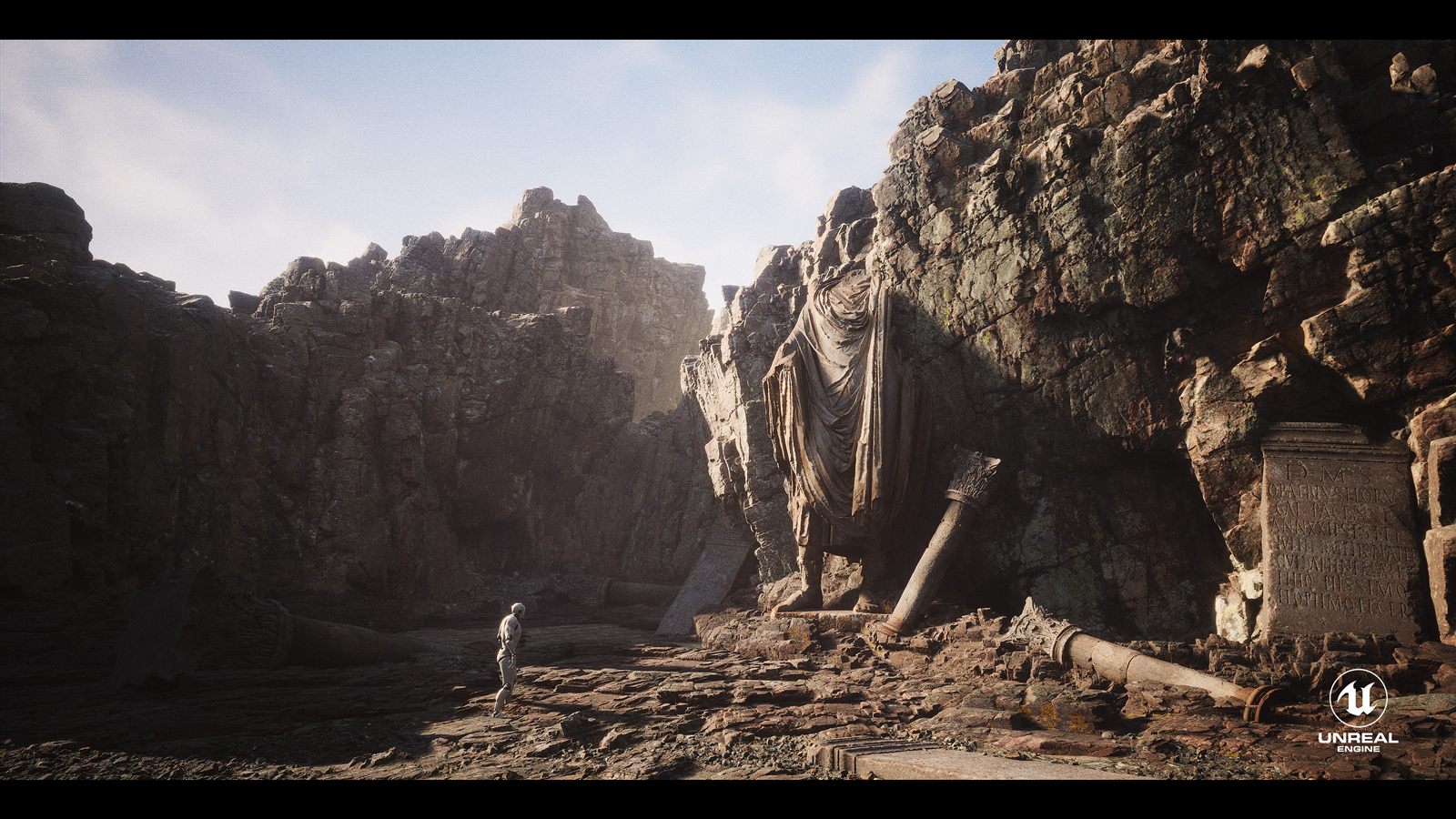 Ancient ruins canyon, real-time cinematic